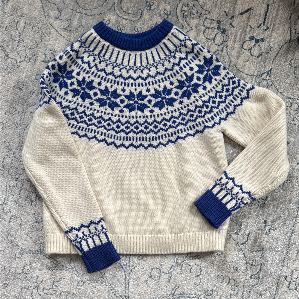 Boden Blue and Cream Nordic Pattern Sweater